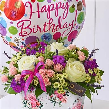 Birthday Flower Bouquet With Balloon At Grower Direct Flowers Birthday Cheers Happy Birthday Flower Happy Birthday Pictures